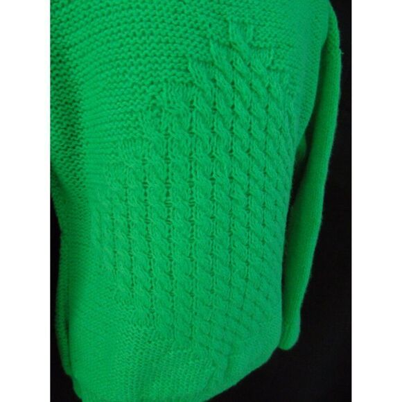 Hand Knit Merino Wool Toddler Sweater Green Baby Pullover Cardigan - Picture 2 of 5